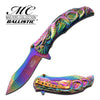 Dragon Titanium Rainbow Spring Assisted Knife 3D Engraved Scales Master Knife-Assist - Tophatter Daily Deals