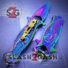 Rainbow Titanium Ninja Finger Hole Spring Assisted Knife w/ Breaker Knife-Assist - Tophatter Daily Deals