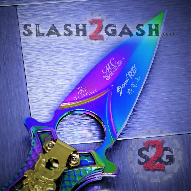 Rainbow Titanium Ninja Finger Hole Spring Assisted Knife w/ Breaker Knife-Assist - Tophatter Daily Deals