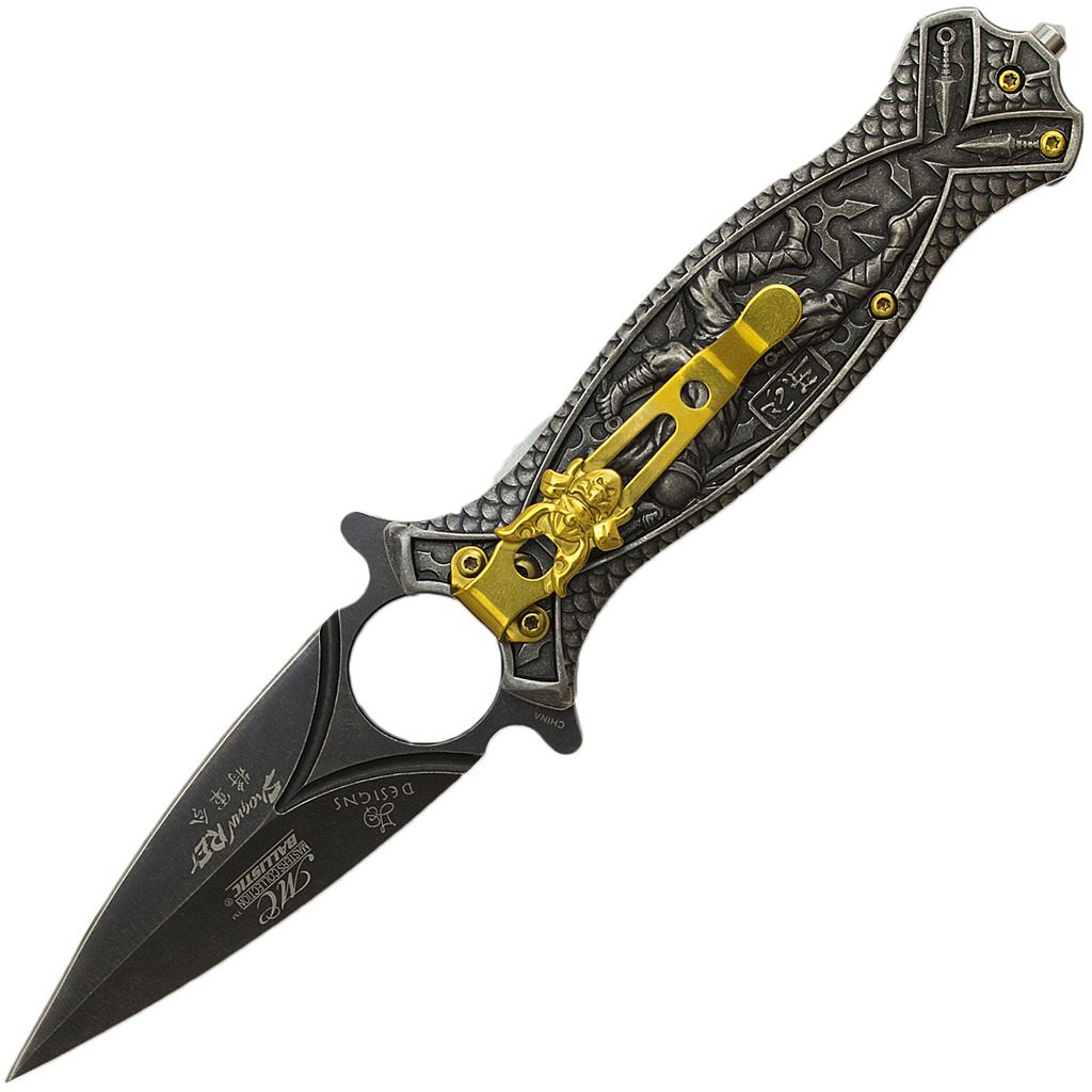 Ninja Finger Hole Spring Assisted Pocket Knife w/ Breaker - Stonewashed Knife-Assist - Tophatter Daily Deals