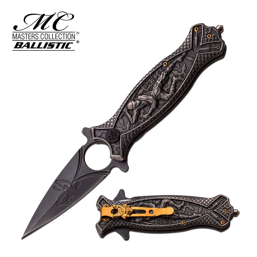 Ninja Finger Hole Spring Assisted Pocket Knife w/ Breaker - Stonewashed Knife-Assist - Tophatter Daily Deals