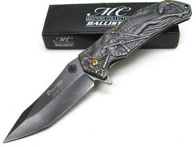 Samurai Woman 3D Fantasy Knife A/O with Koi Fish - Stone Wash Knife-Assist - Tophatter Daily Deals