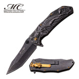Samurai Woman 3D Fantasy Knife A/O with Koi Fish - Stone Wash Knife-Assist - Tophatter Daily Deals