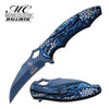 Dragon Blue Titanium Spring Assisted Knife NEW Claw Acid Etched Scales Knife-Assist - Tophatter Daily Deals