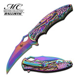 Dragon Titanium Rainbow Spring Assisted Knife Fade Claw Acid Etched Scales Knife-Assist - Tophatter Daily Deals