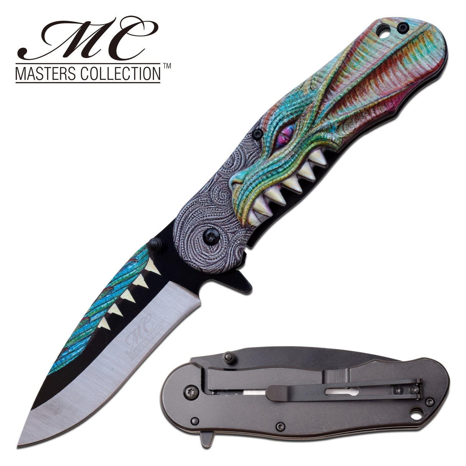 8" Rainbow Dragon Tactical Thrones Spring-Assist Folding Pocket Knife - Tophatter's Guns'N'Weapons Store - FREE SHIPPING Collectible Weapons - Tophatter Daily Deals