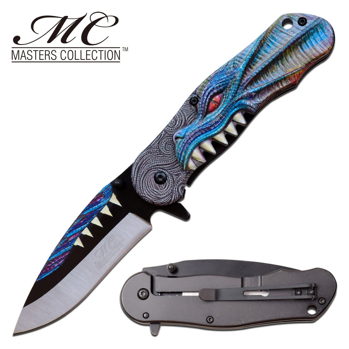 8" Blue Dragon Tactical Thrones Spring-Assist Folding Pocket Knife Collectible Weapons - Tophatter Daily Deals