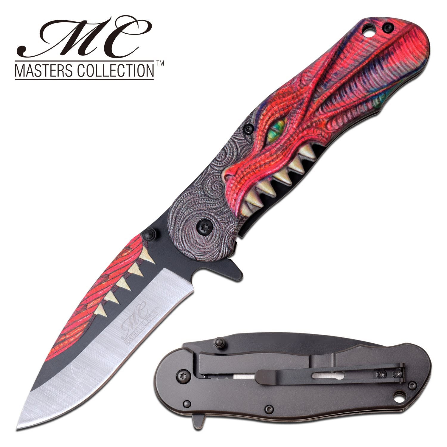 8" Red Dragon Tactical Thrones Spring-Assist Folding Pocket Knife - Tophatter's Guns'N'Weapons Store - FREE SHIPPING Collectible Weapons - Tophatter Daily Deals