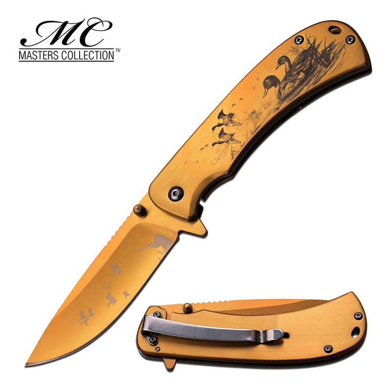 Master Collection Hunting Season All Gold Folding Knife Collectible Weapons - Tophatter Daily Deals