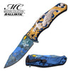 Medusa Blue 4.75" Spring Assisted Folding Pocket Knife Collectible Weapons - Tophatter Daily Deals