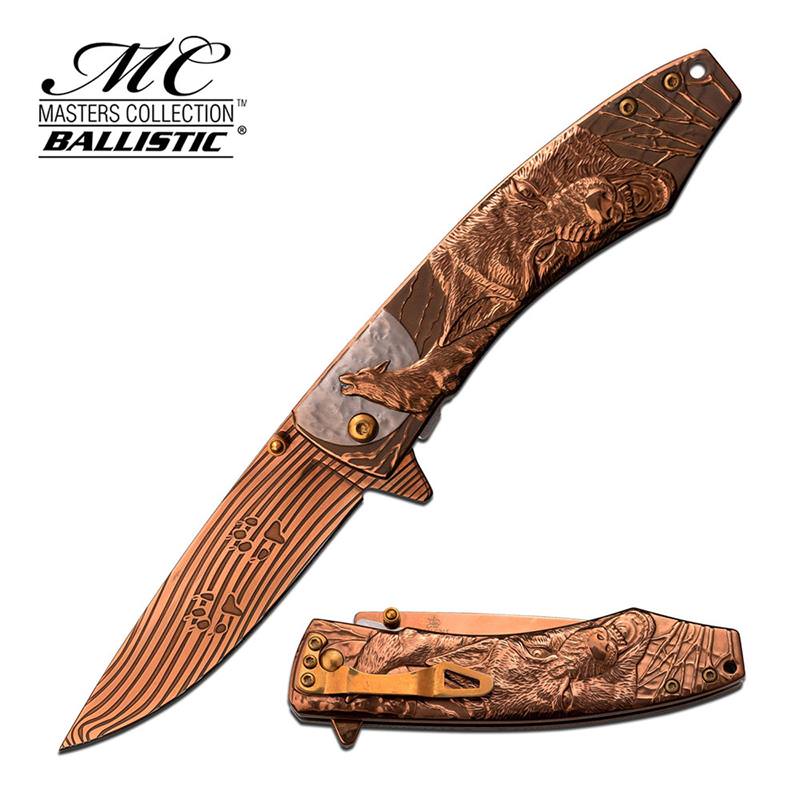 Copper Rose Ti Finished Wolf Spring Assist Folder Knife Collectible Weapons - Tophatter Daily Deals
