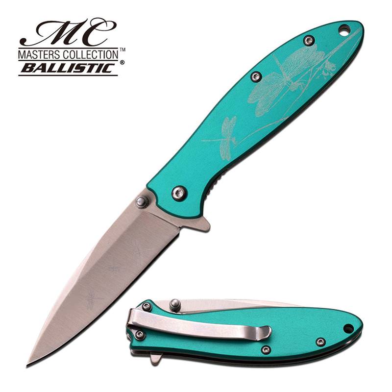 Masters Collection Ballistic Dragonfly Design Assisted Opening Knife Green - Tophatter's Inc. Weapons Store Online Collectible Weapons - Tophatter Daily Deals