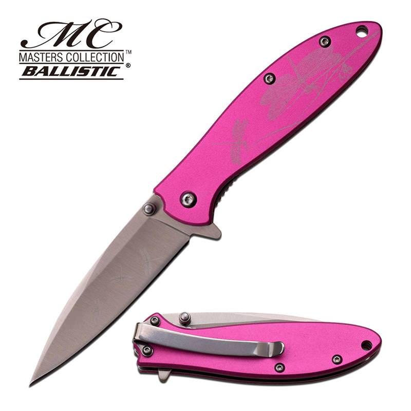 Ballistic Dragonfly Design Assisted Opening Knife Pink - Tophatter's Guns'N'Weapons Store Collectible Weapons - Tophatter Daily Deals