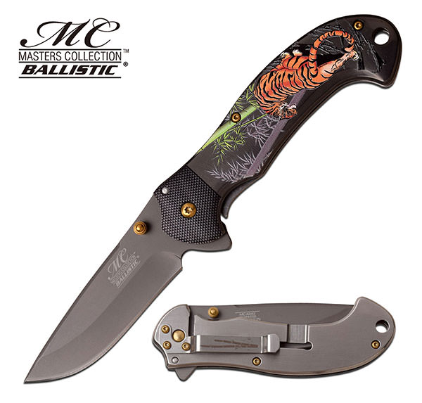 Tiger Art Handle Spring Assisted Folding Pocket Knife With Pocket Clip - Tophatter's Guns'N'Weapons Store - FREE SHIPPING Collectible Weapons - Tophatter Daily Deals