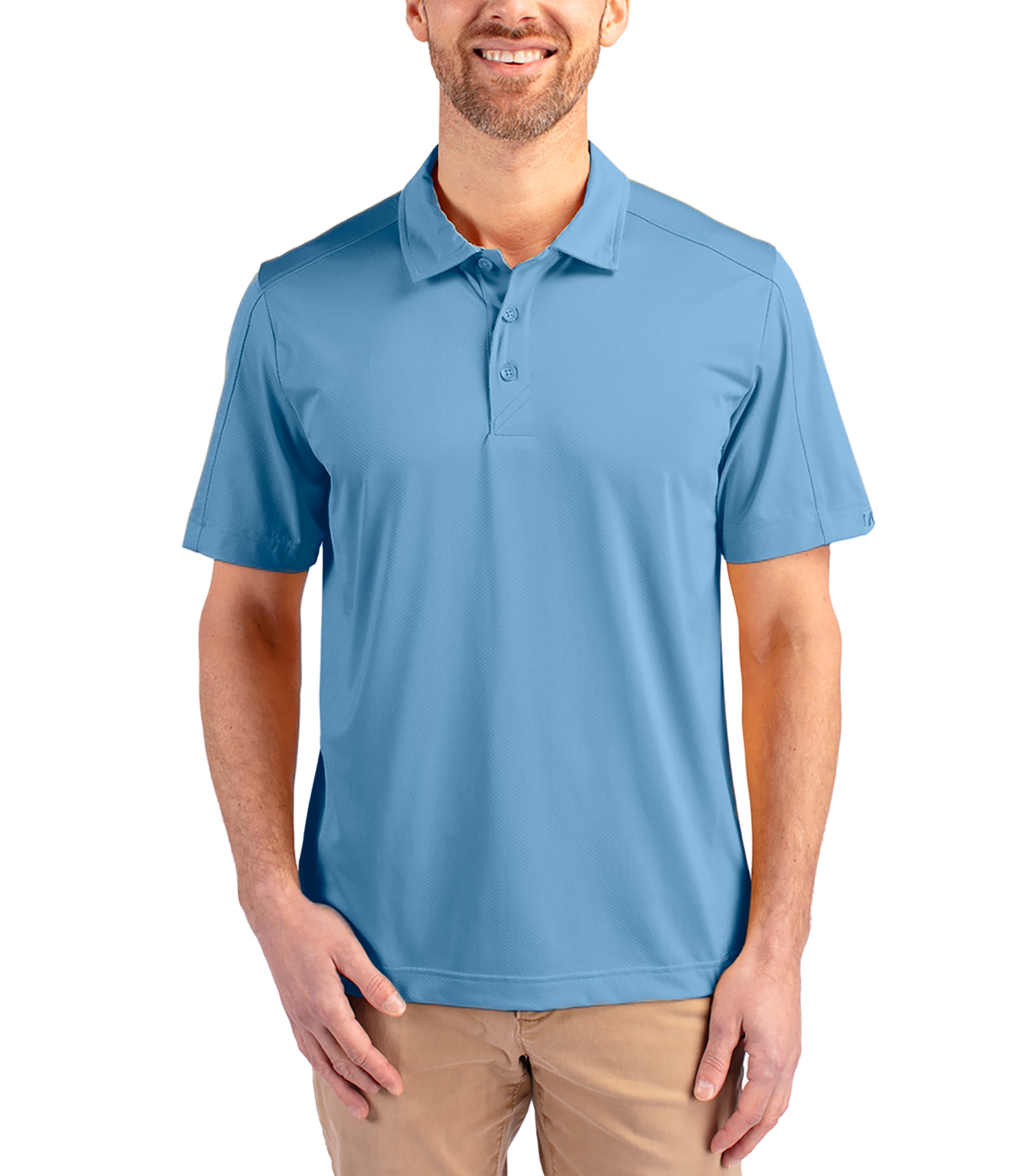 Cutter & Buck Prospect Eco Textured Stretch Recycled Men's Short Sleeve Polo Atlas Polos - Tophatter Daily Deals