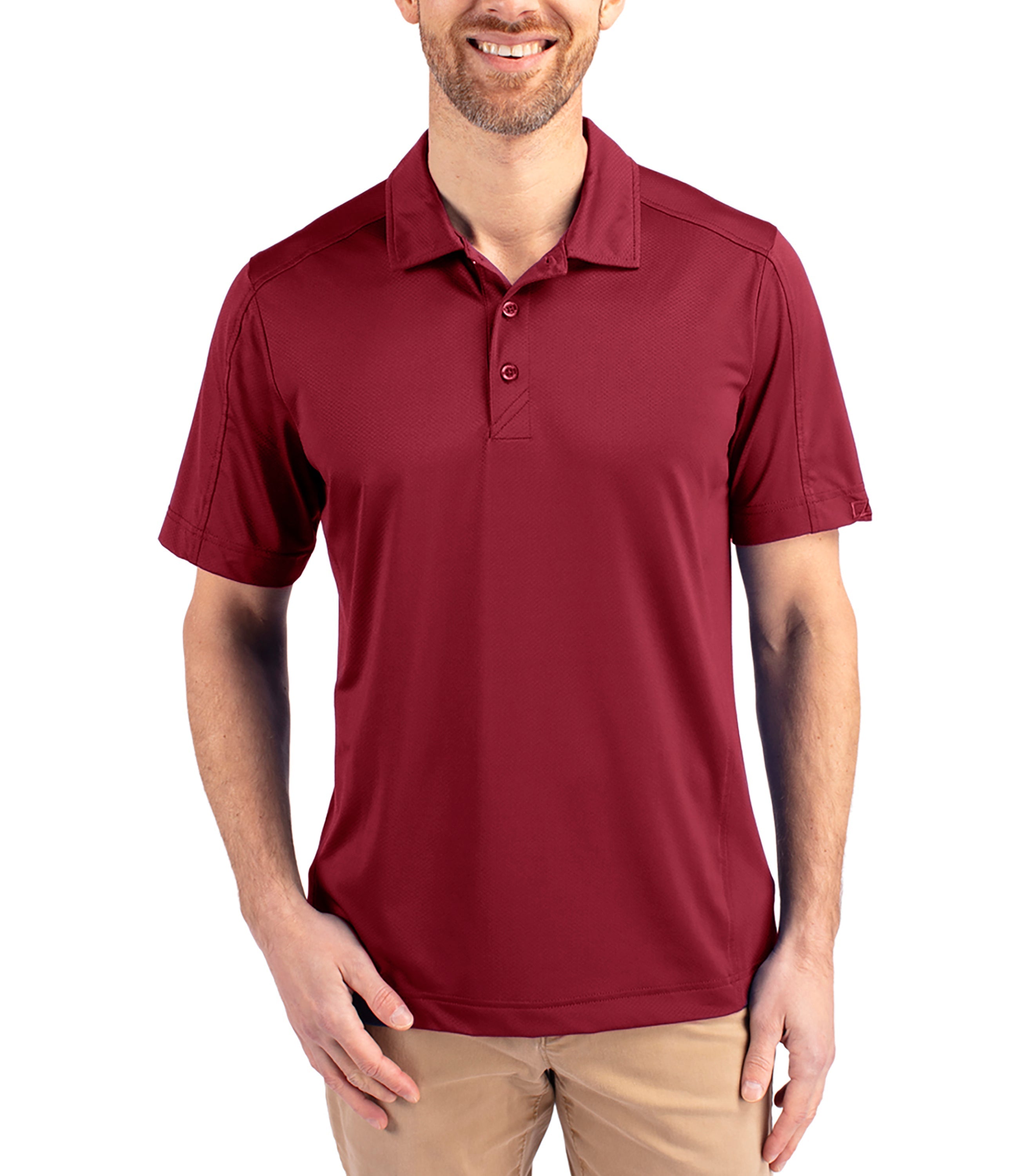 Cutter & Buck Prospect Eco Textured Stretch Recycled Men's Short Sleeve Polo Chutney Polos - Tophatter Daily Deals