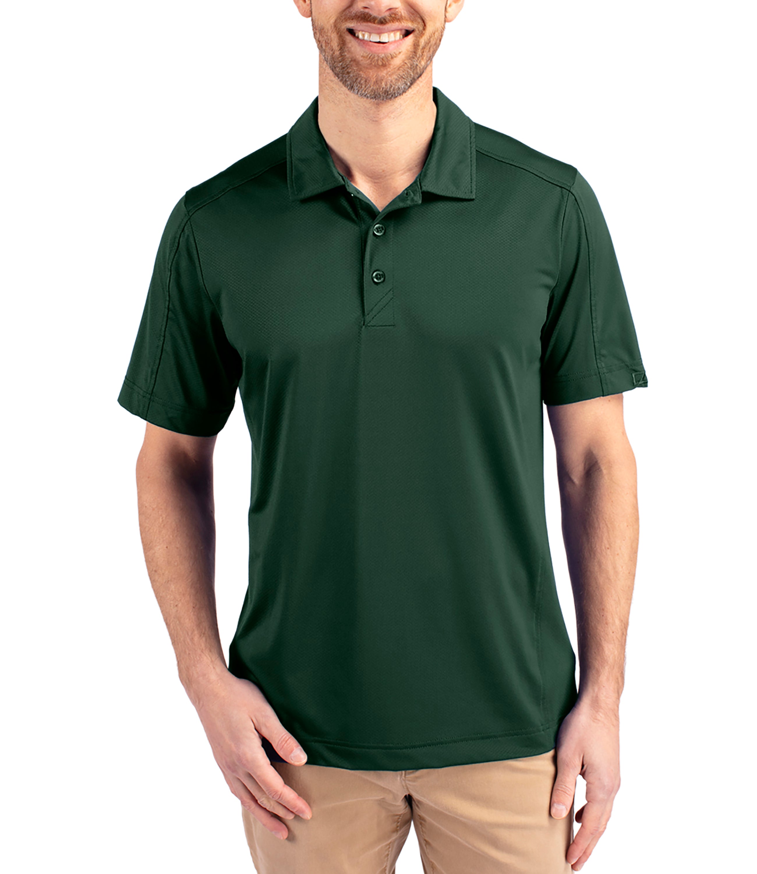 Cutter & Buck Prospect Eco Textured Stretch Recycled Men's Short Sleeve Polo Hunter Polos - Tophatter Daily Deals