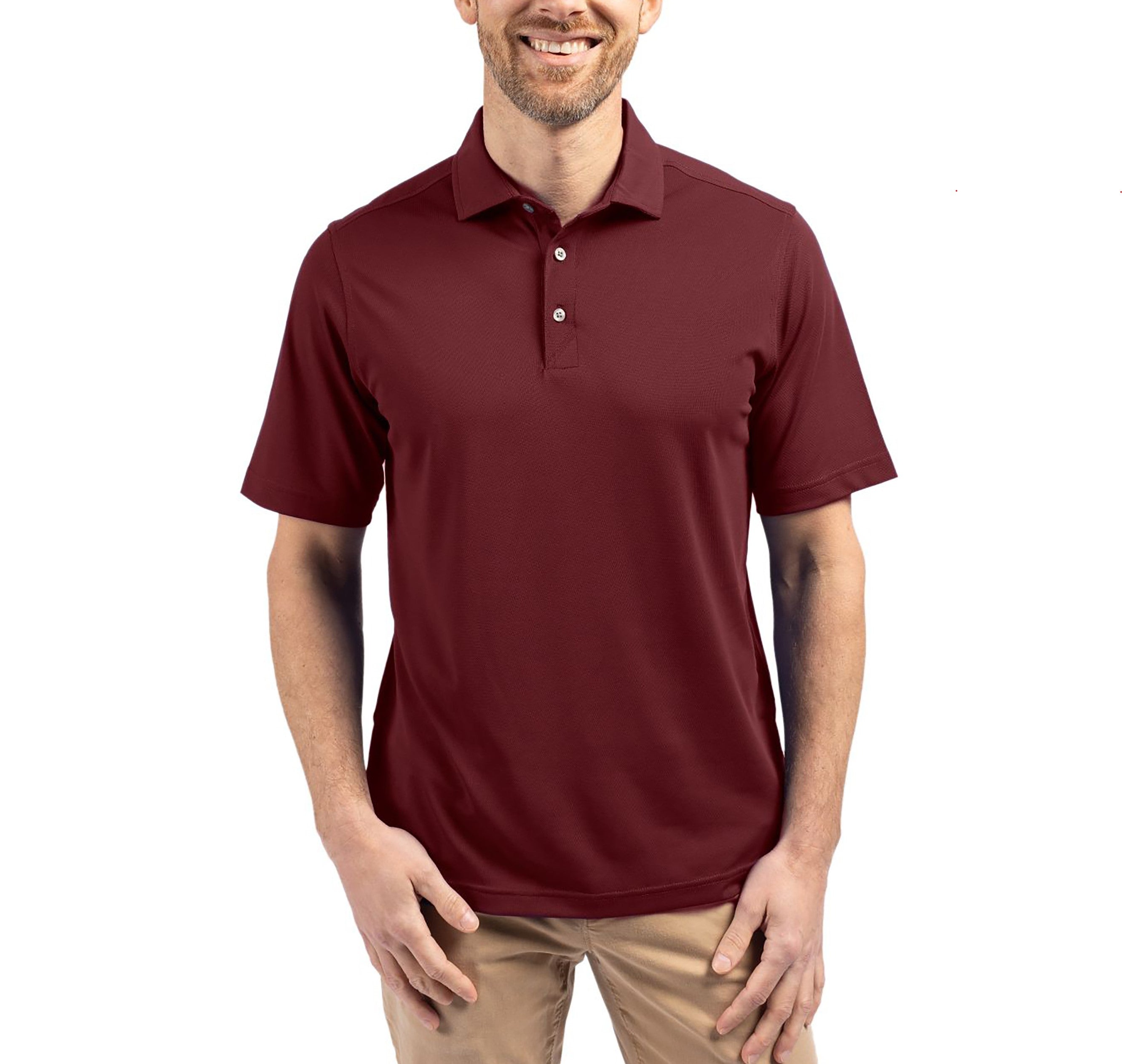 Cutter & Buck Virtue Eco Pique Recycled Men's Polo Bordeaux Polos - Tophatter Daily Deals