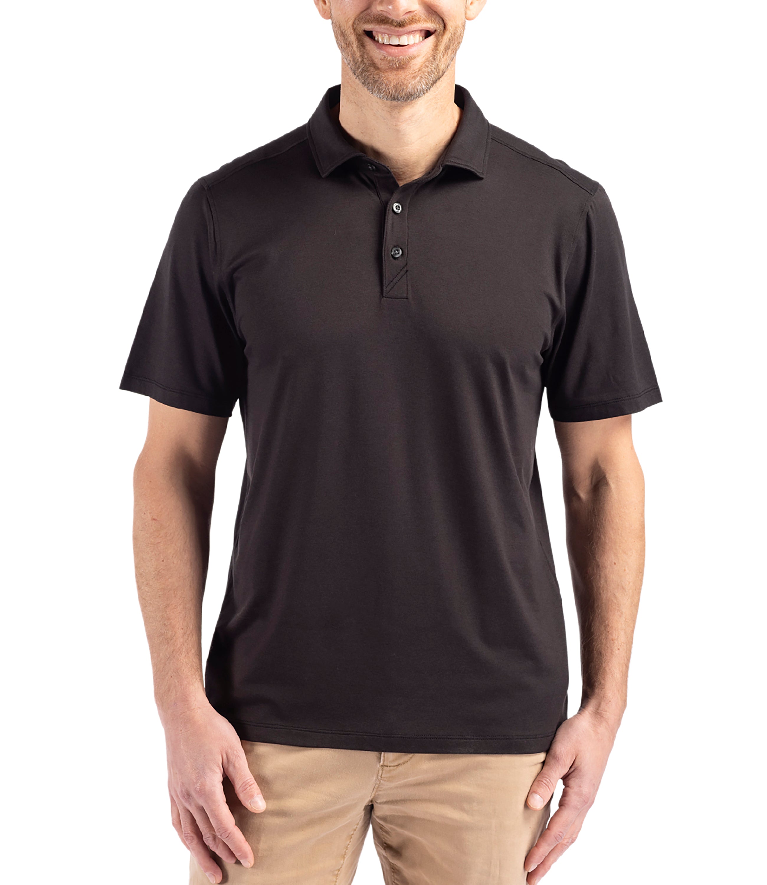 Cutter & Buck Coastline Epic Comfort Eco Recycled Men's Polo Black Polos - Tophatter Daily Deals