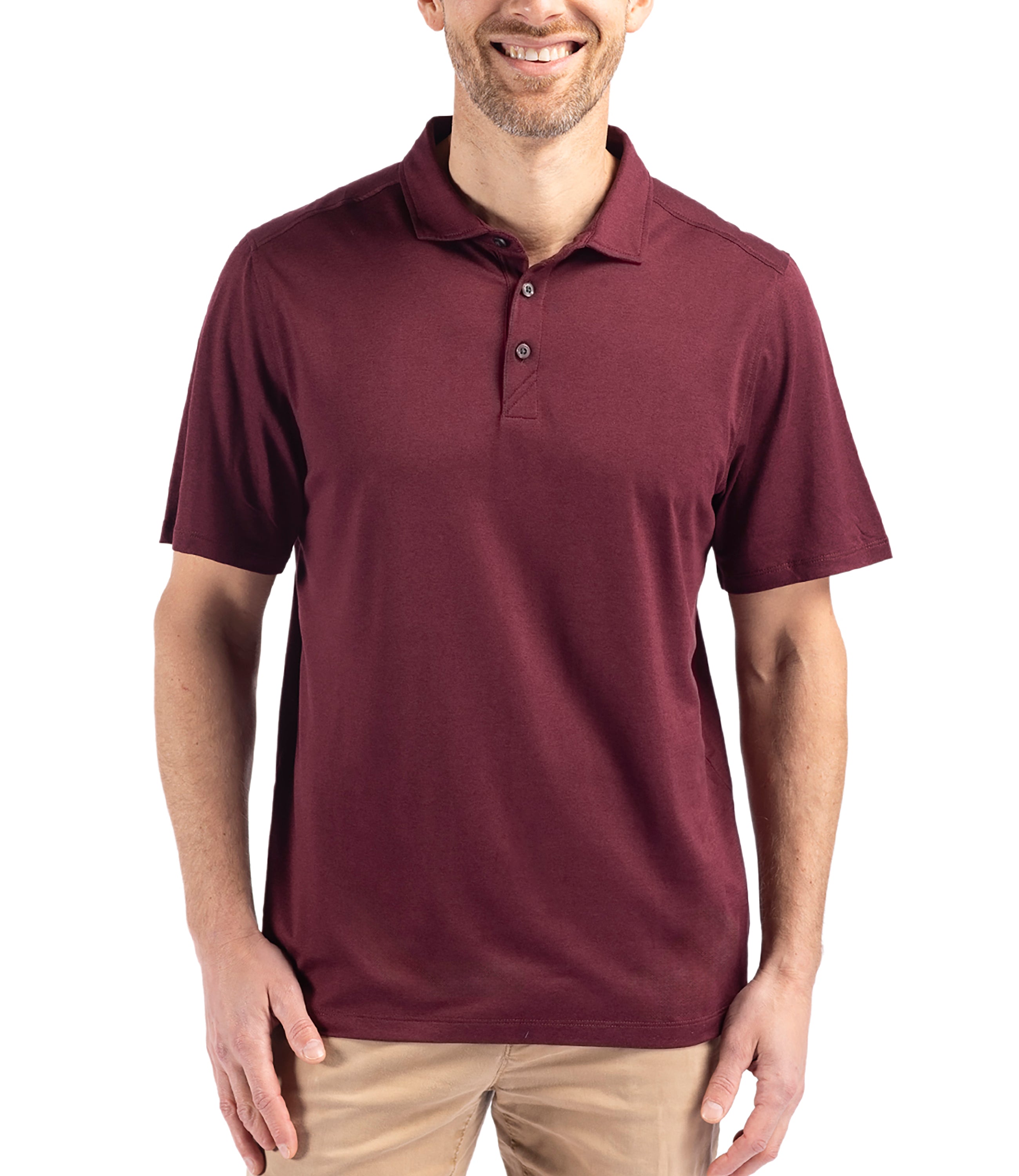 Cutter & Buck Coastline Epic Comfort Eco Recycled Men's Polo Bordeaux Polos - Tophatter Daily Deals