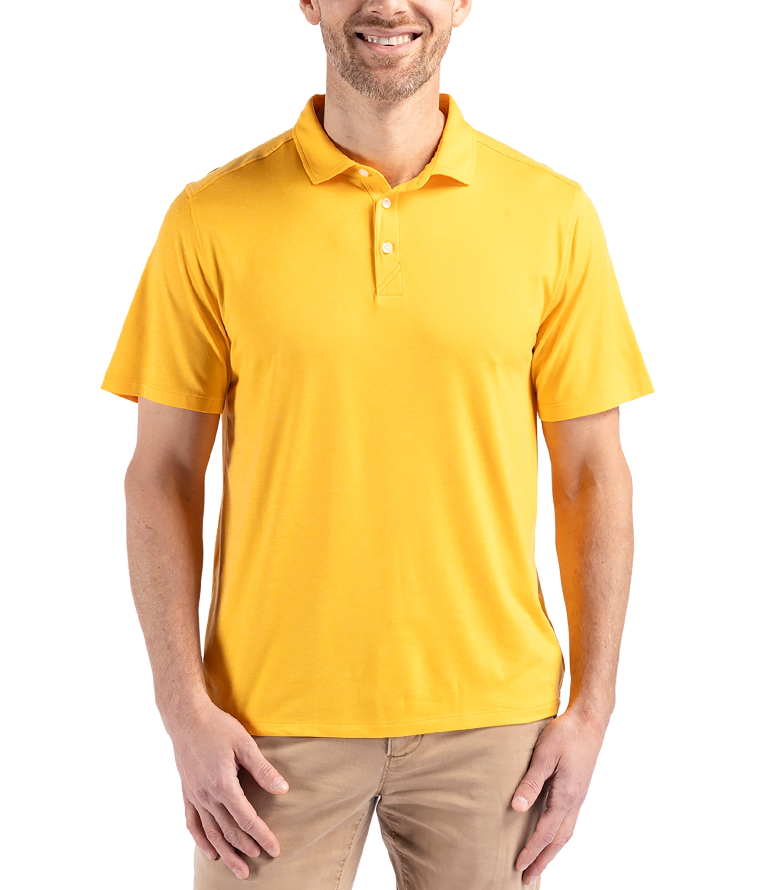 Cutter & Buck Coastline Epic Comfort Eco Recycled Men's Polo College Gold Polos - Tophatter Daily Deals