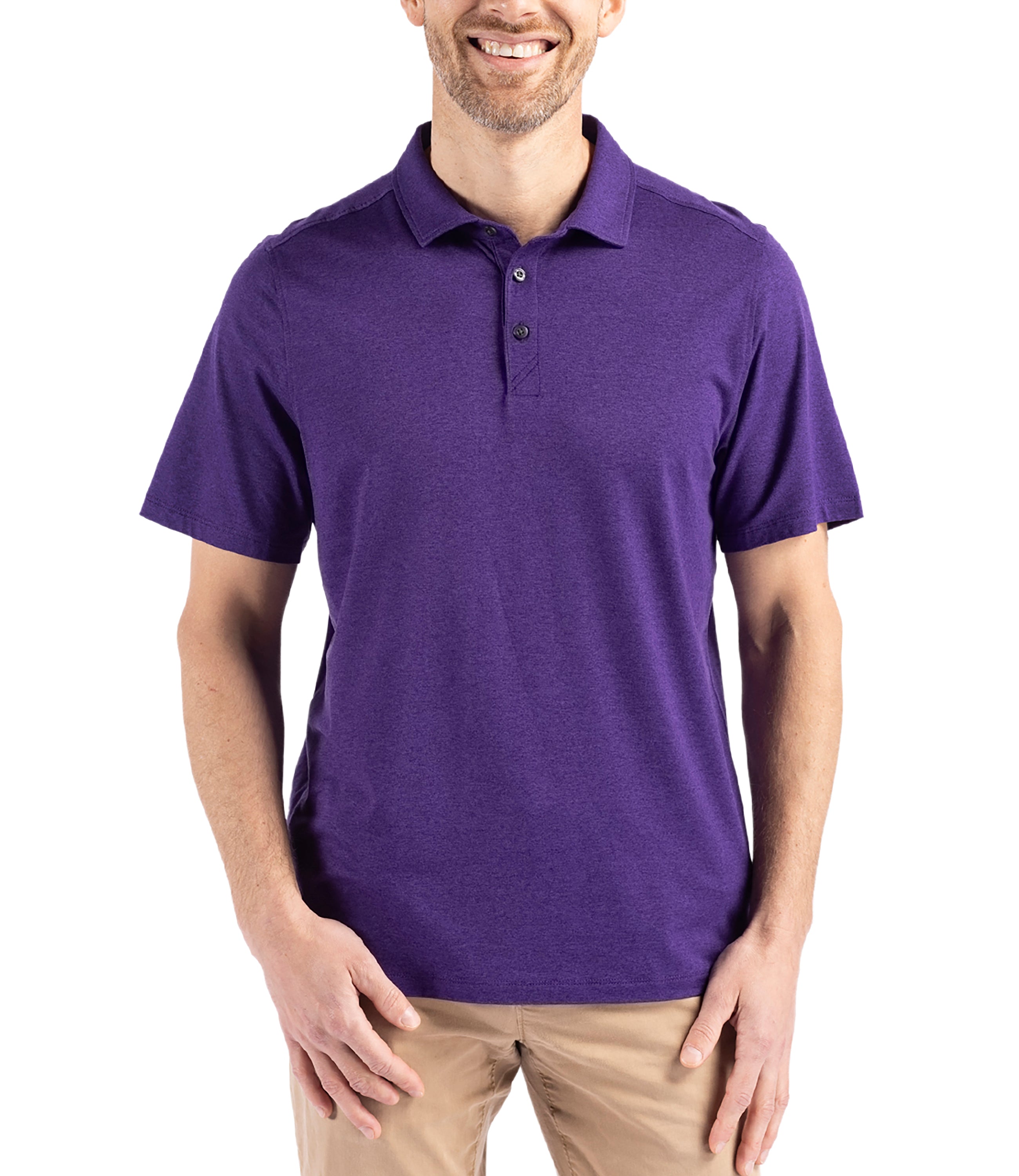 Cutter & Buck Coastline Epic Comfort Eco Recycled Men's Polo College Purple Polos - Tophatter Daily Deals