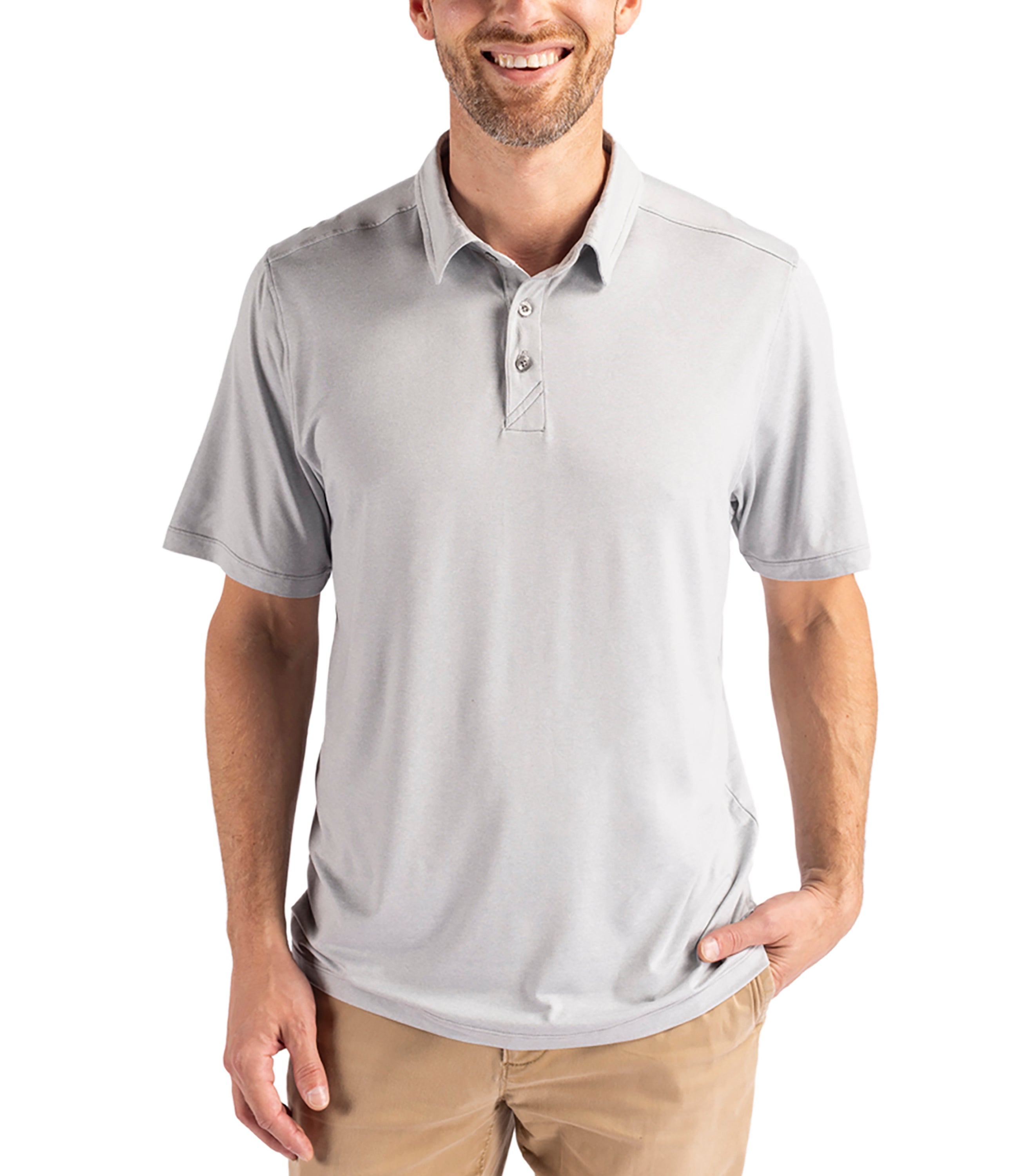 Cutter & Buck Coastline Epic Comfort Eco Recycled Men's Polo Concrete Polos - Tophatter Daily Deals