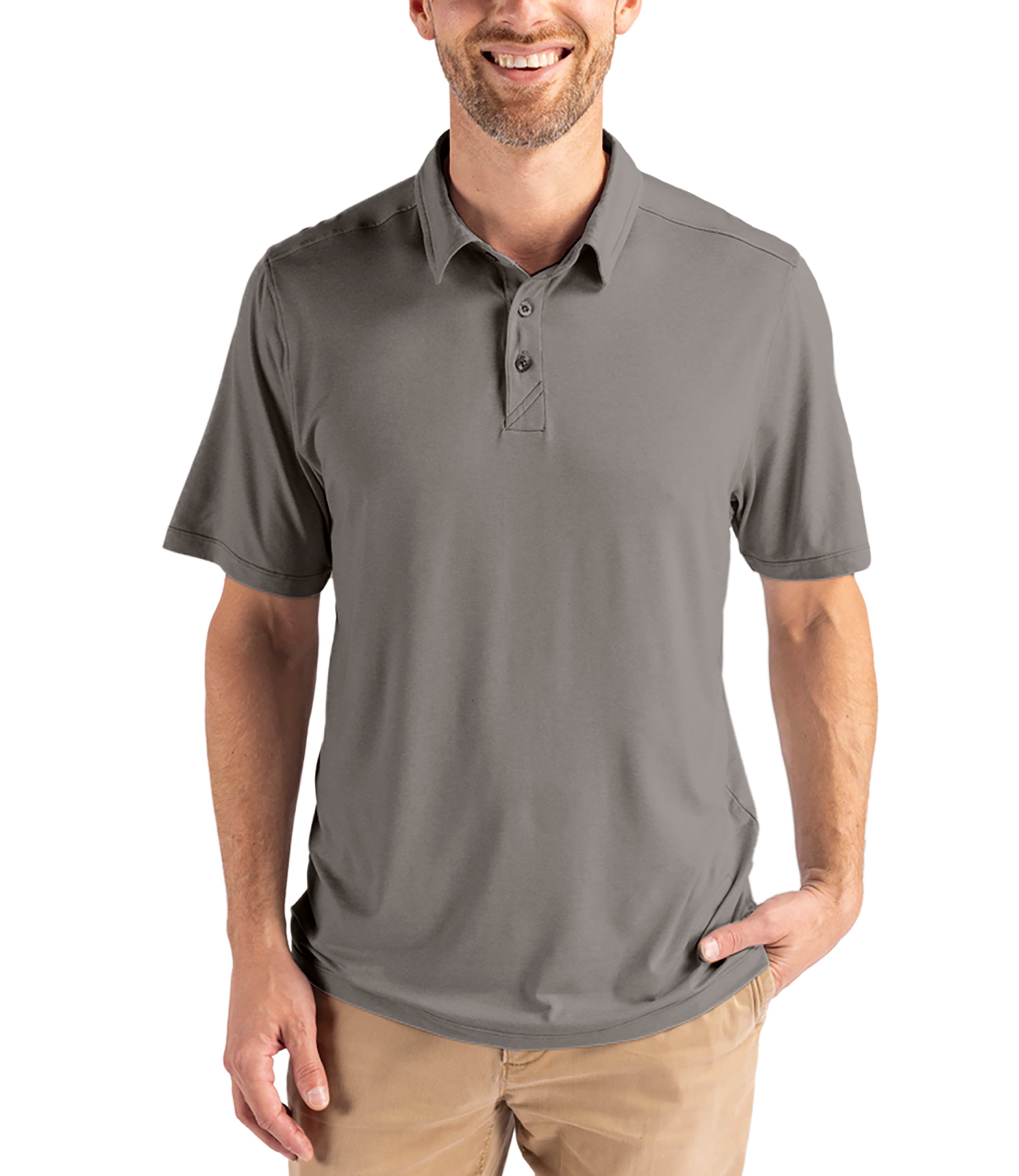 Cutter & Buck Coastline Epic Comfort Eco Recycled Men's Polo Elemental Grey Polos - Tophatter Daily Deals