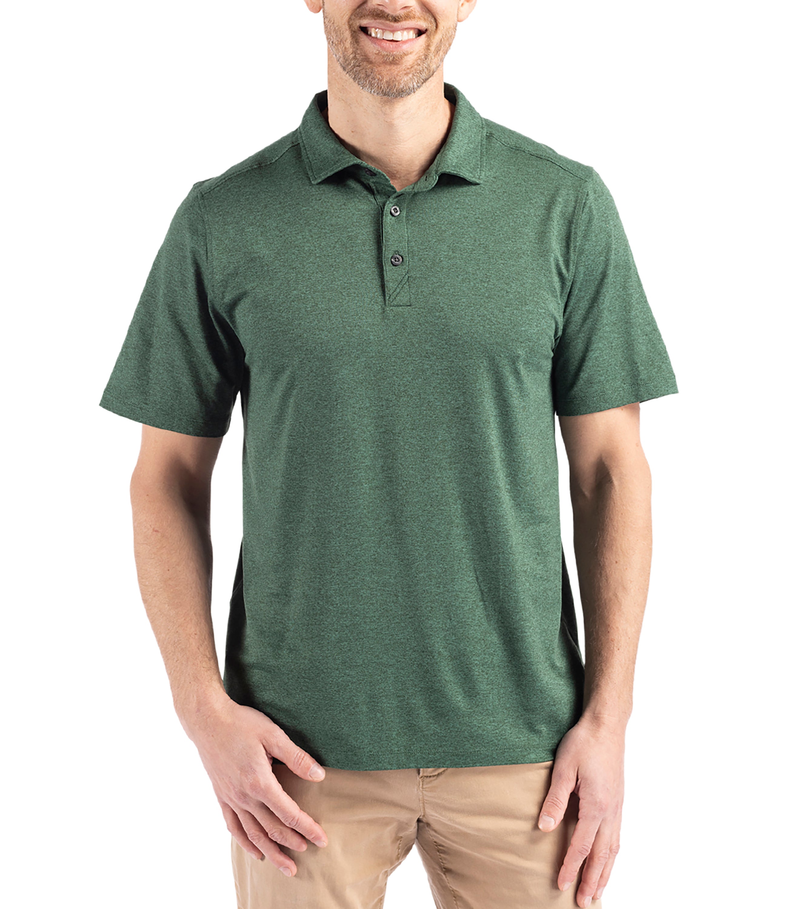 Cutter & Buck Coastline Epic Comfort Eco Recycled Men's Polo Hunter Polos - Tophatter Daily Deals