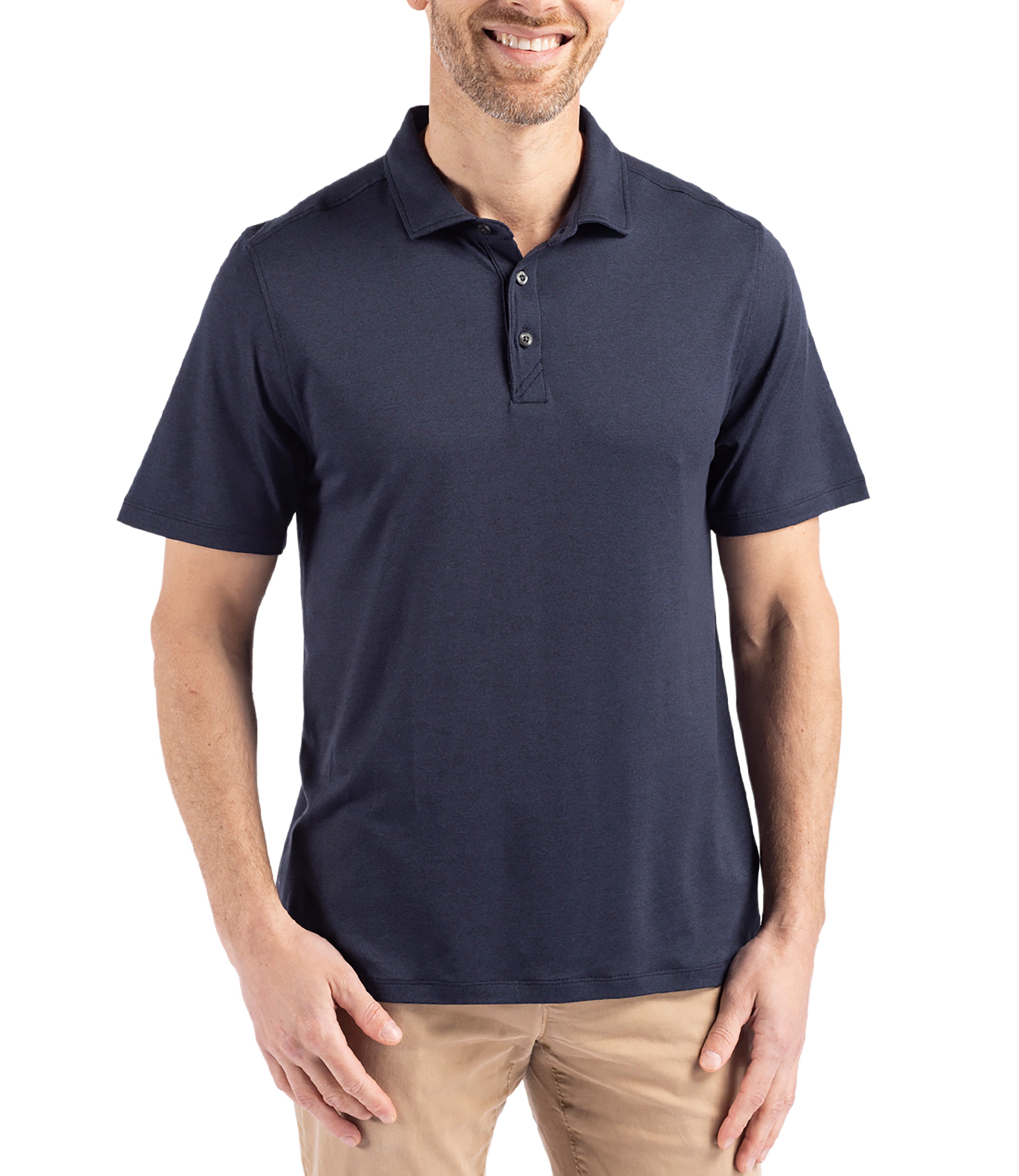 Cutter & Buck Coastline Epic Comfort Eco Recycled Men's Polo Navy Blue Polos - Tophatter Daily Deals