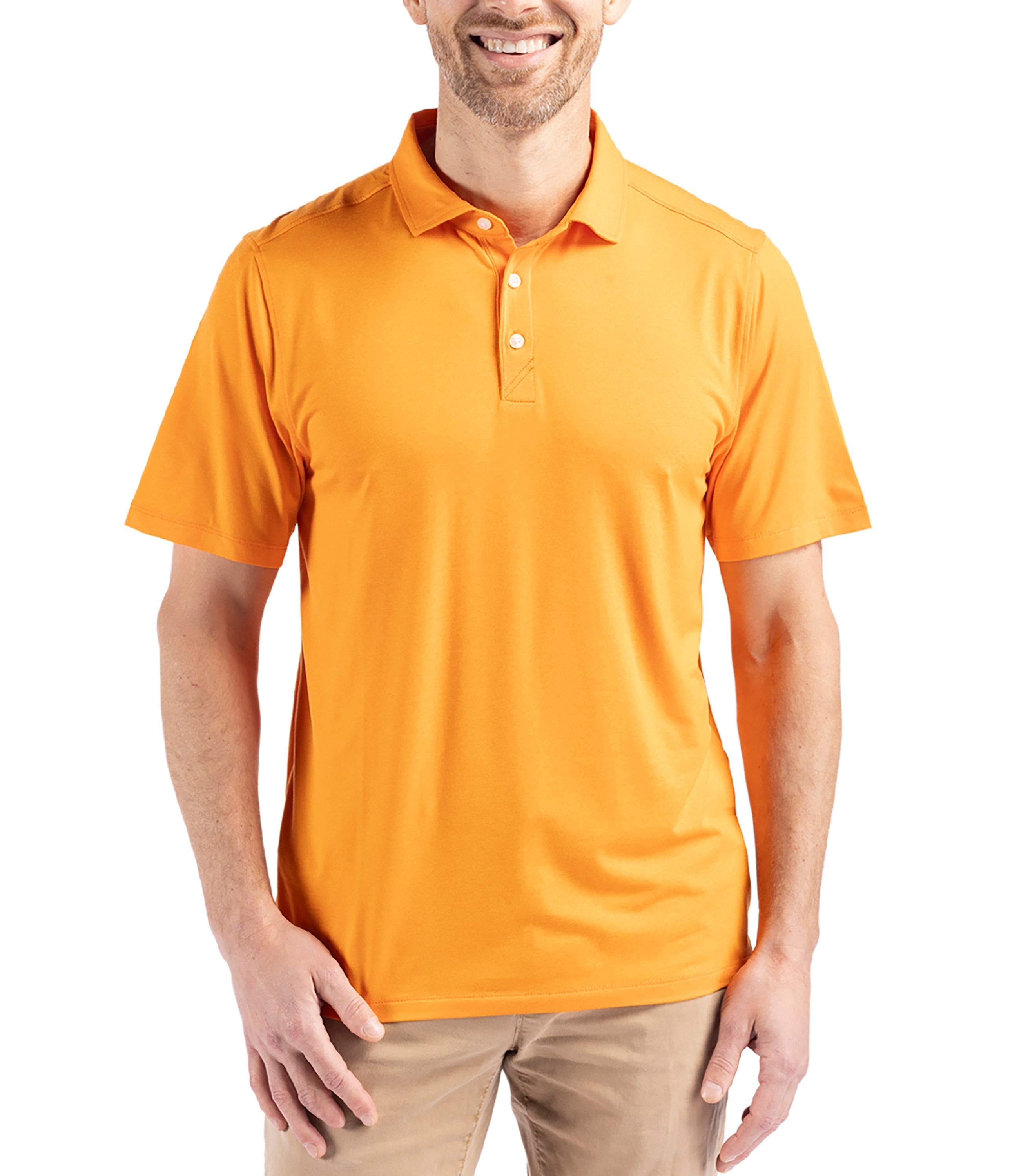Cutter & Buck Coastline Epic Comfort Eco Recycled Men's Polo Orange Burst Polos - Tophatter Daily Deals