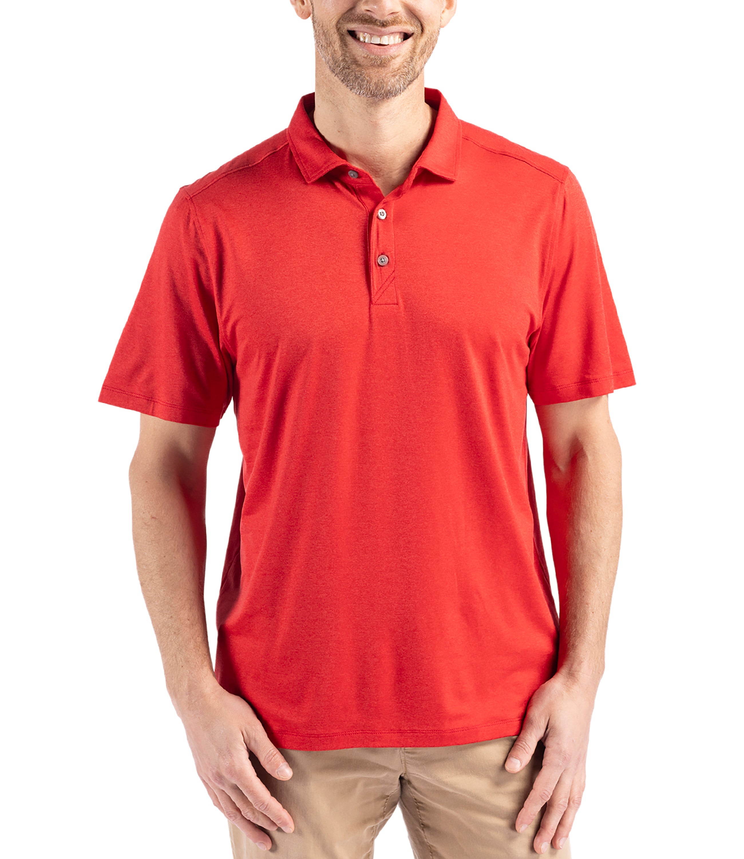 Cutter & Buck Coastline Epic Comfort Eco Recycled Men's Polo Red Polos - Tophatter Daily Deals