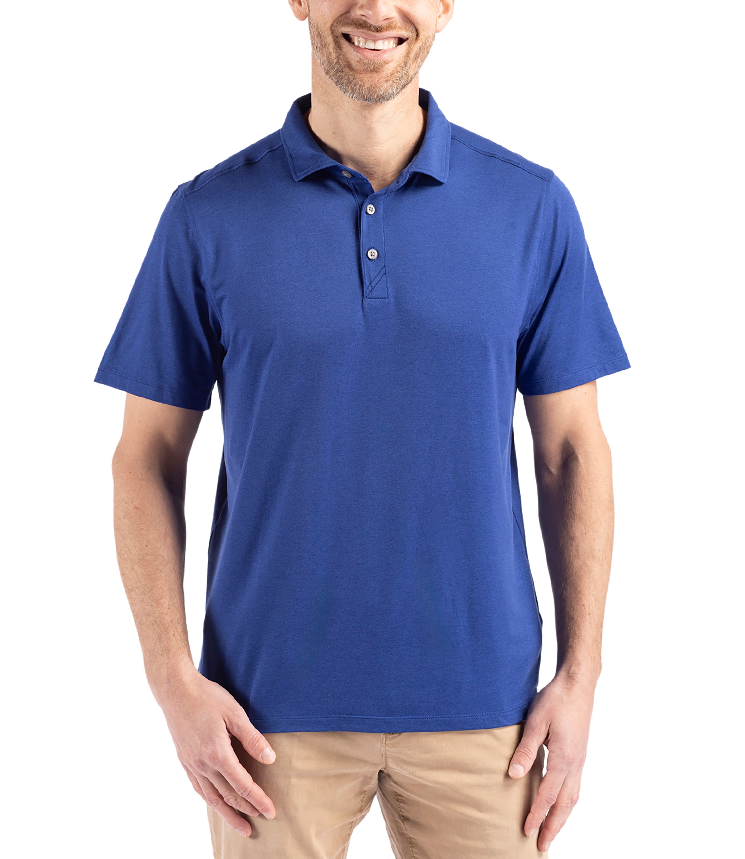 Cutter & Buck Coastline Epic Comfort Eco Recycled Men's Polo Tour Blue Polos - Tophatter Daily Deals