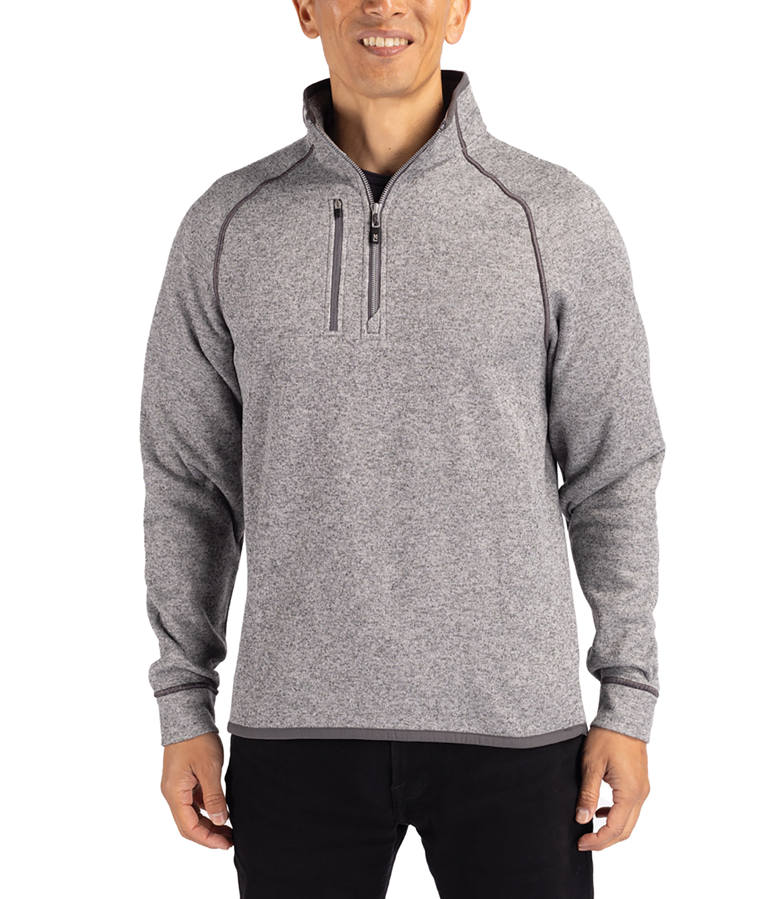 Cutter & Buck Mainsail Sweater-Knit Mens Half Zip Pullover Jacket Half Zip & Quarter Zip - Tophatter Daily Deals