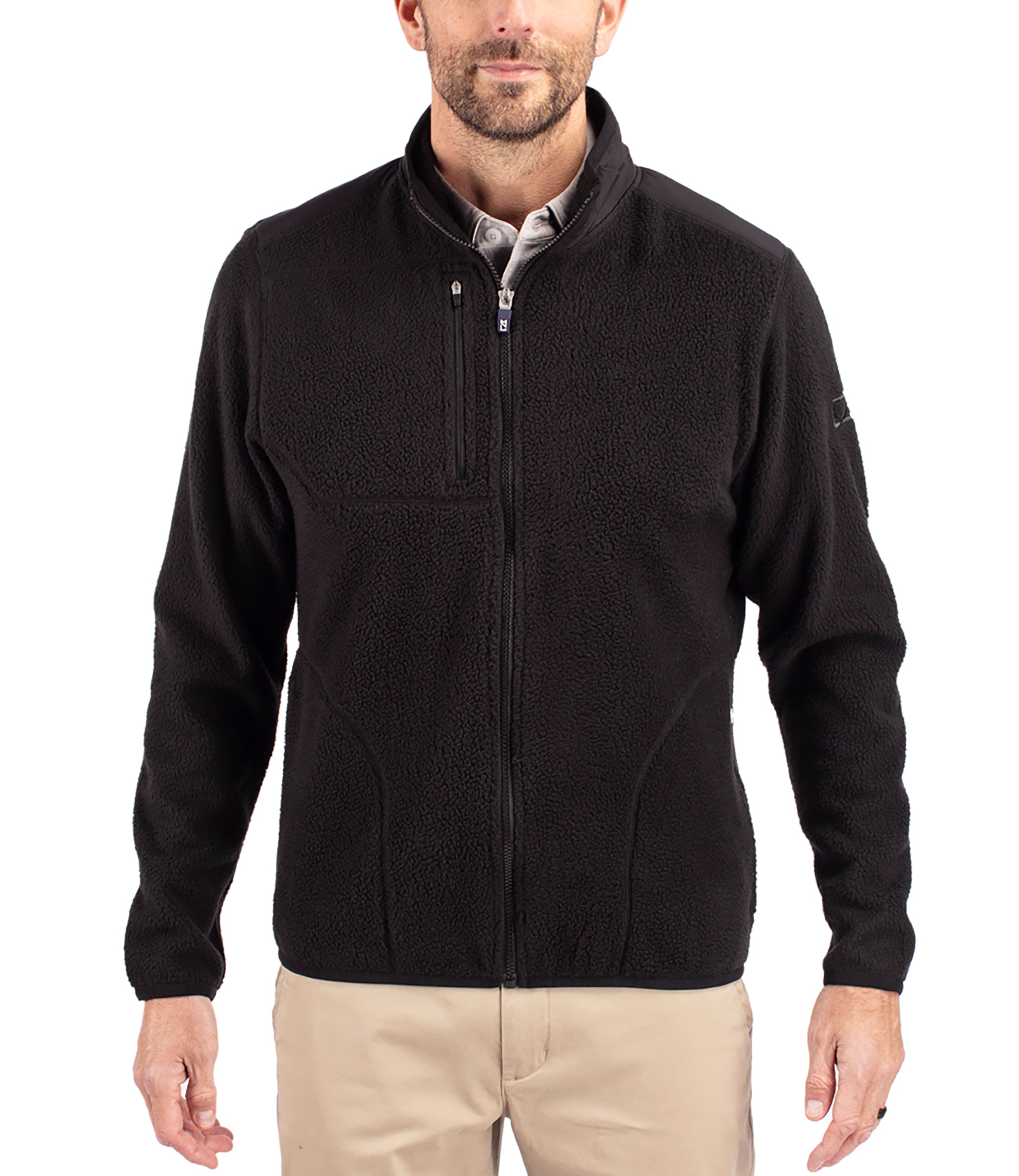 Cutter & Buck Cascade Eco Sherpa Mens Big & Tall Fleece Jacket Black Jackets - Tophatter Daily Deals