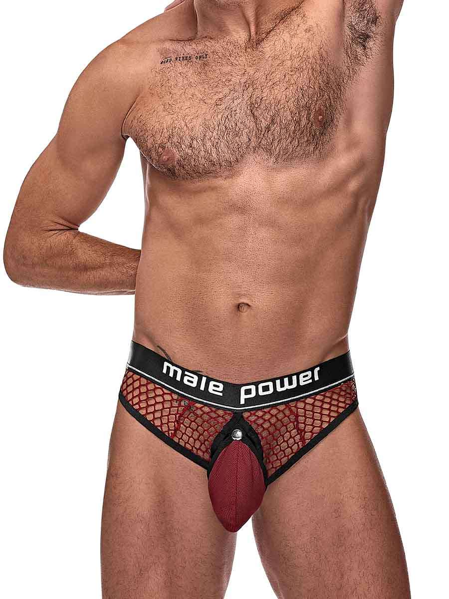 Male Power Burgundy Cock Pit Net Mesh Cock Ring Thong S/M > Clothes > Mens Thongs - Tophatter Daily Deals