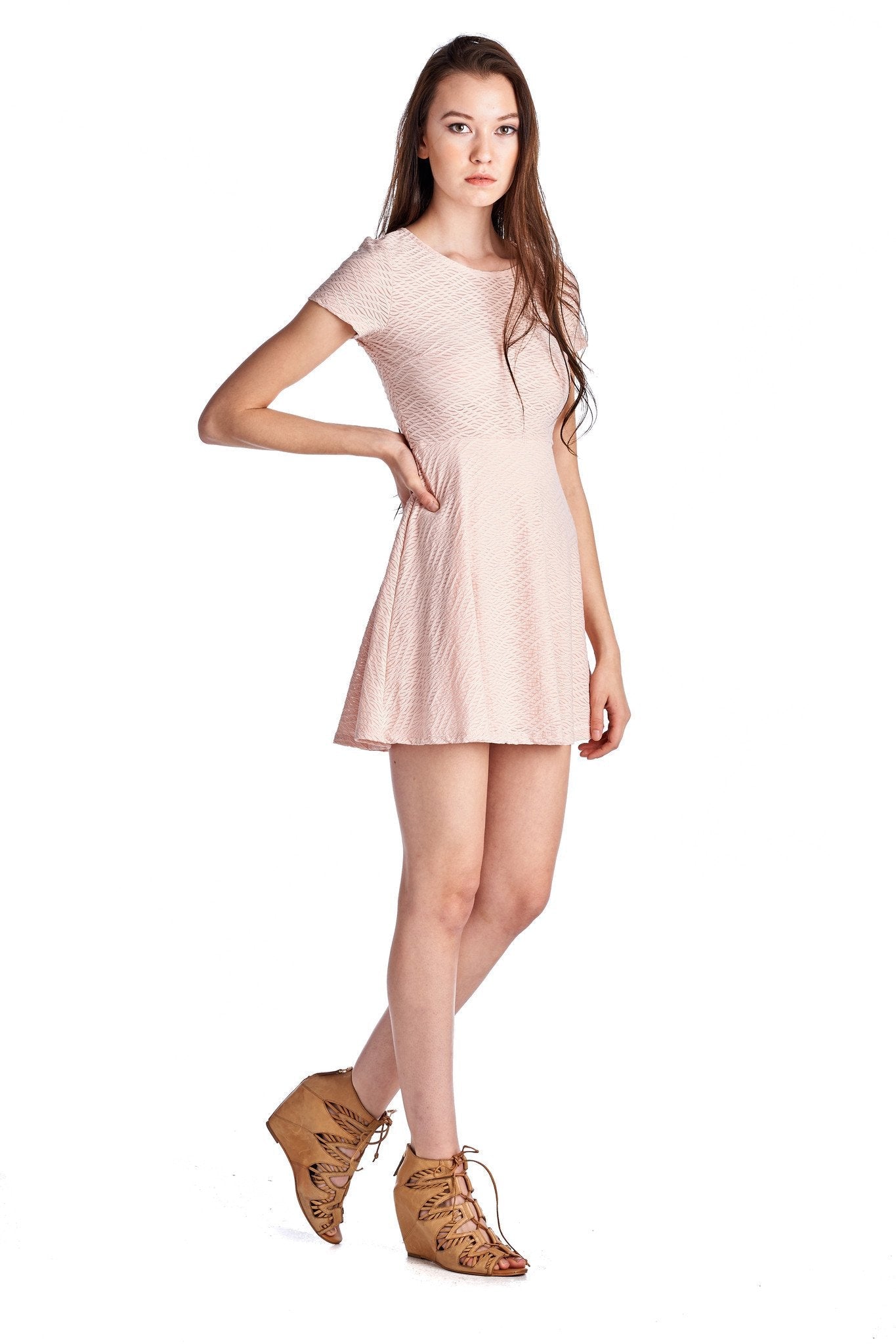 Women's Textured Knit Skater Dress Dresses / Mini - Tophatter Daily Deals
