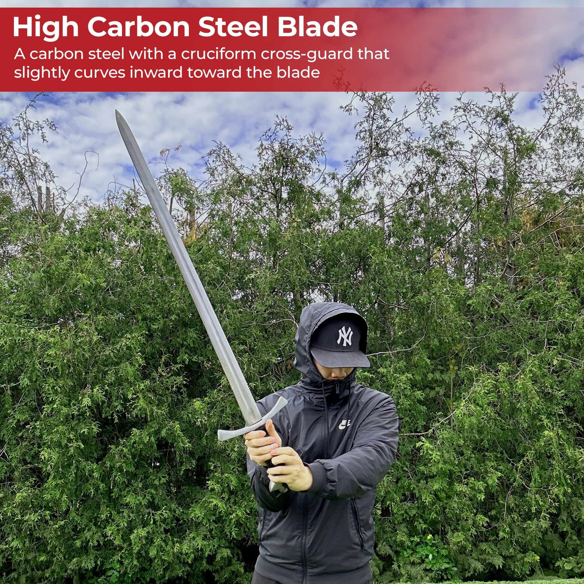 Medieval EN45 High Carbon Steel Full Tang Historical Knightly Replica Sword Swords - Tophatter Daily Deals