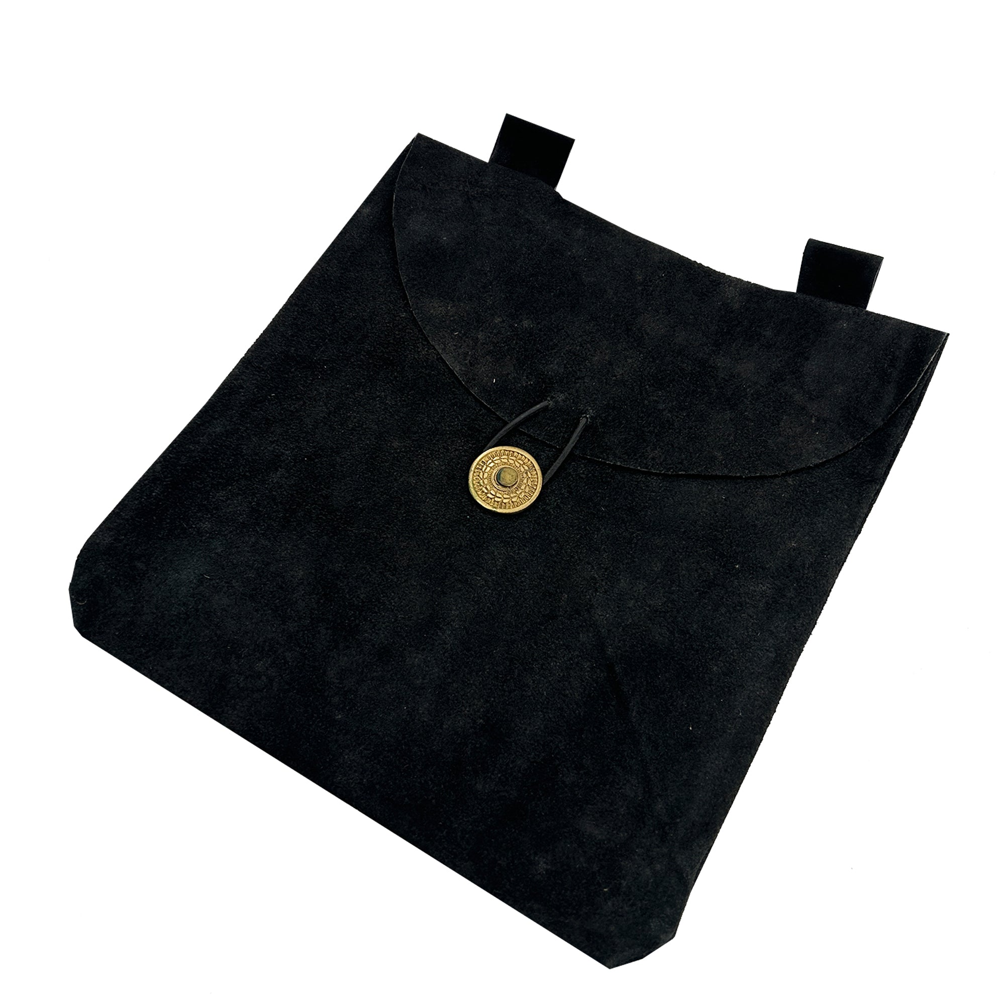 Medieval Renaissance Leather Black Suede Pouch Large historical period - Tophatter Daily Deals