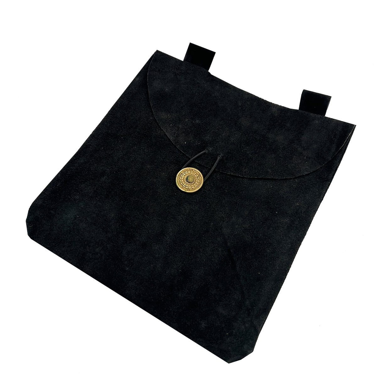 Medieval Renaissance Leather Black Suede Pouch Large historical period - Tophatter Daily Deals