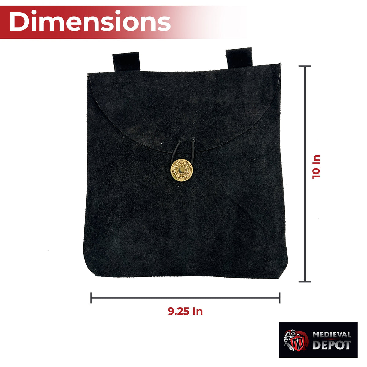 Medieval Renaissance Leather Black Suede Pouch Large historical period - Tophatter Daily Deals