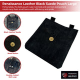 Medieval Renaissance Leather Black Suede Pouch Large historical period - Tophatter Daily Deals