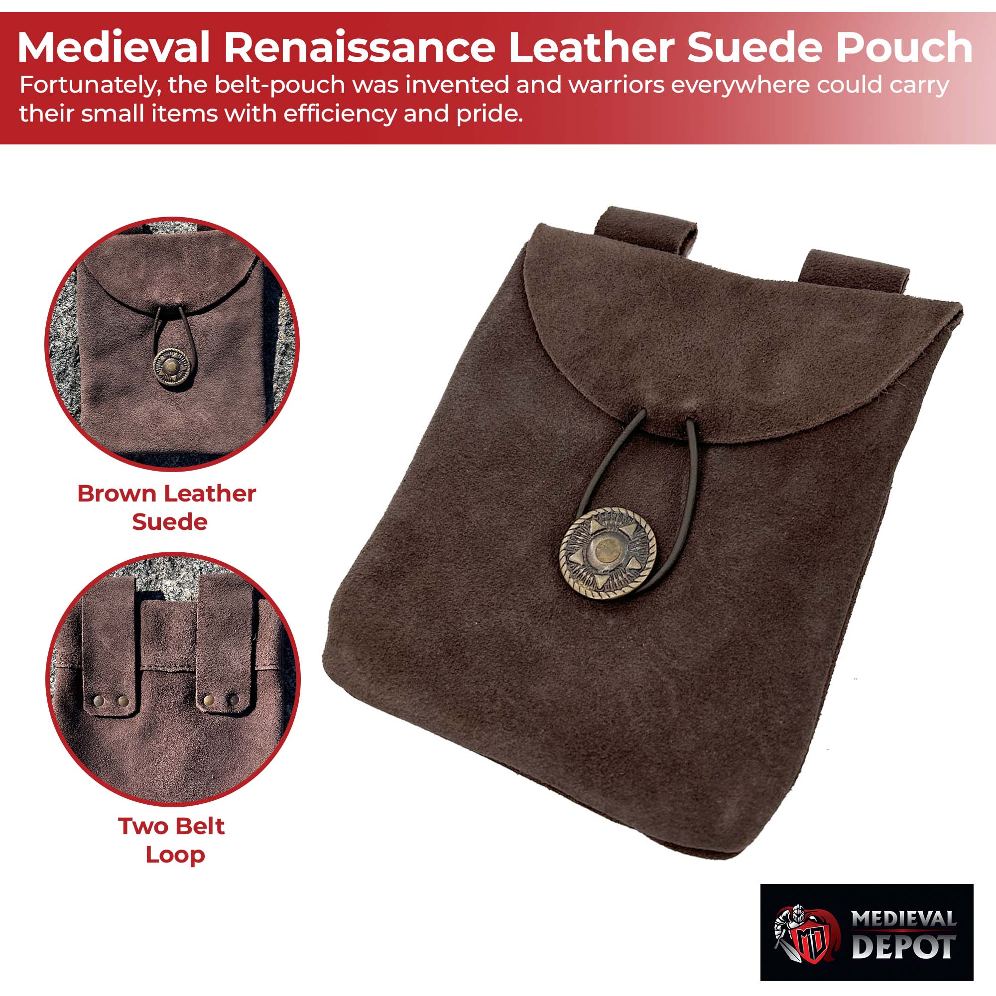 Medieval Renaissance Leather Brown Suede Pouch historical period - Tophatter Daily Deals