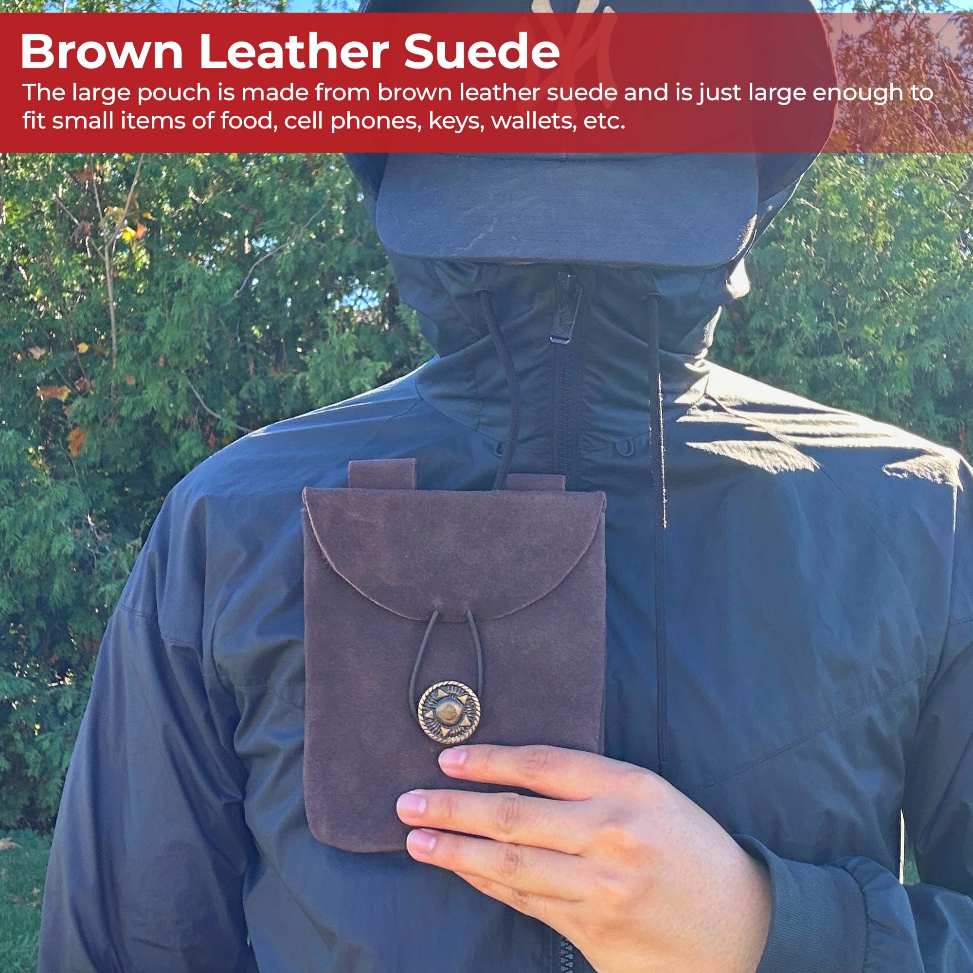 Medieval Renaissance Leather Brown Suede Pouch historical period - Tophatter Daily Deals