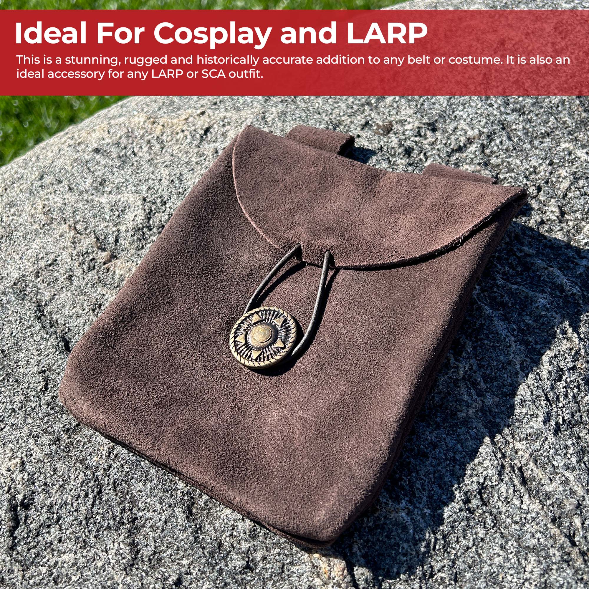 Medieval Renaissance Leather Brown Suede Pouch historical period - Tophatter Daily Deals