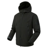 Waterproof Lined Men’s Jacket - Hooded Softshell Fleece Black - Tophatter Daily Deals