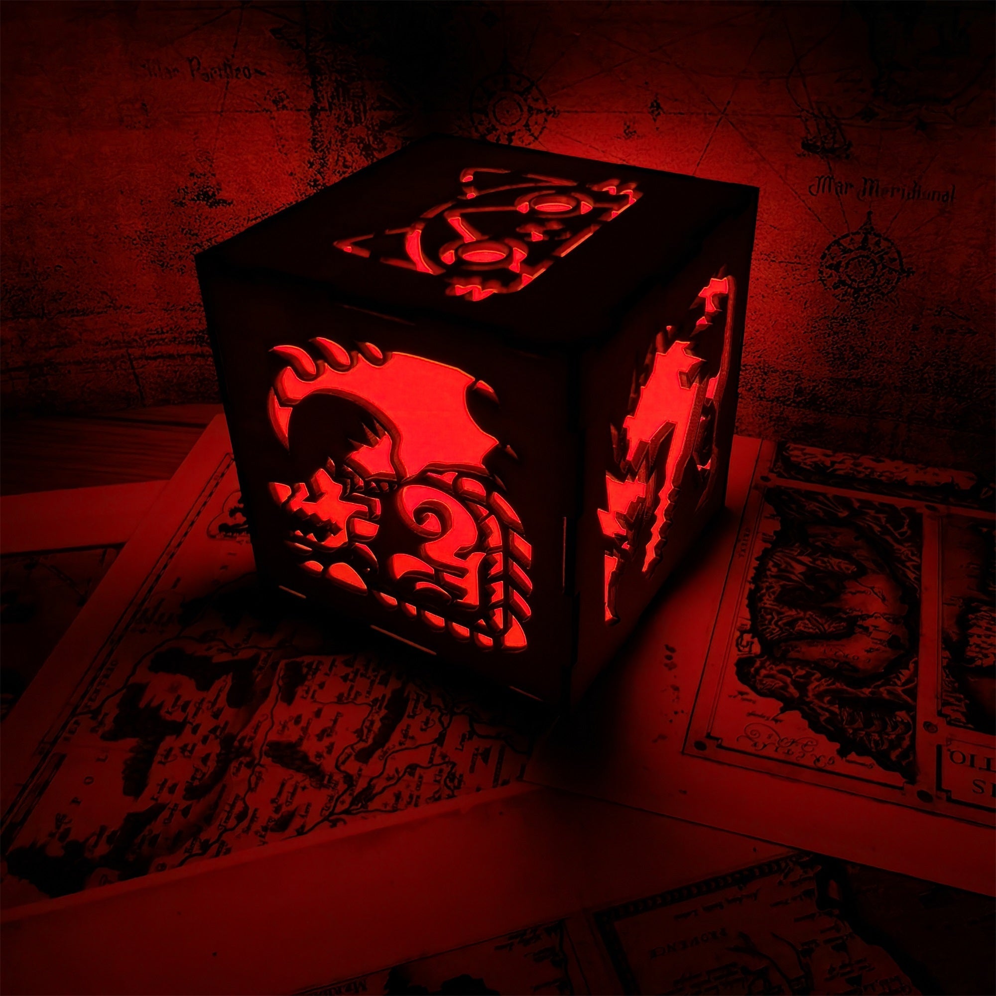 MH Dragon Cat Wood Cube Light Desk Decor - Tophatter Daily Deals