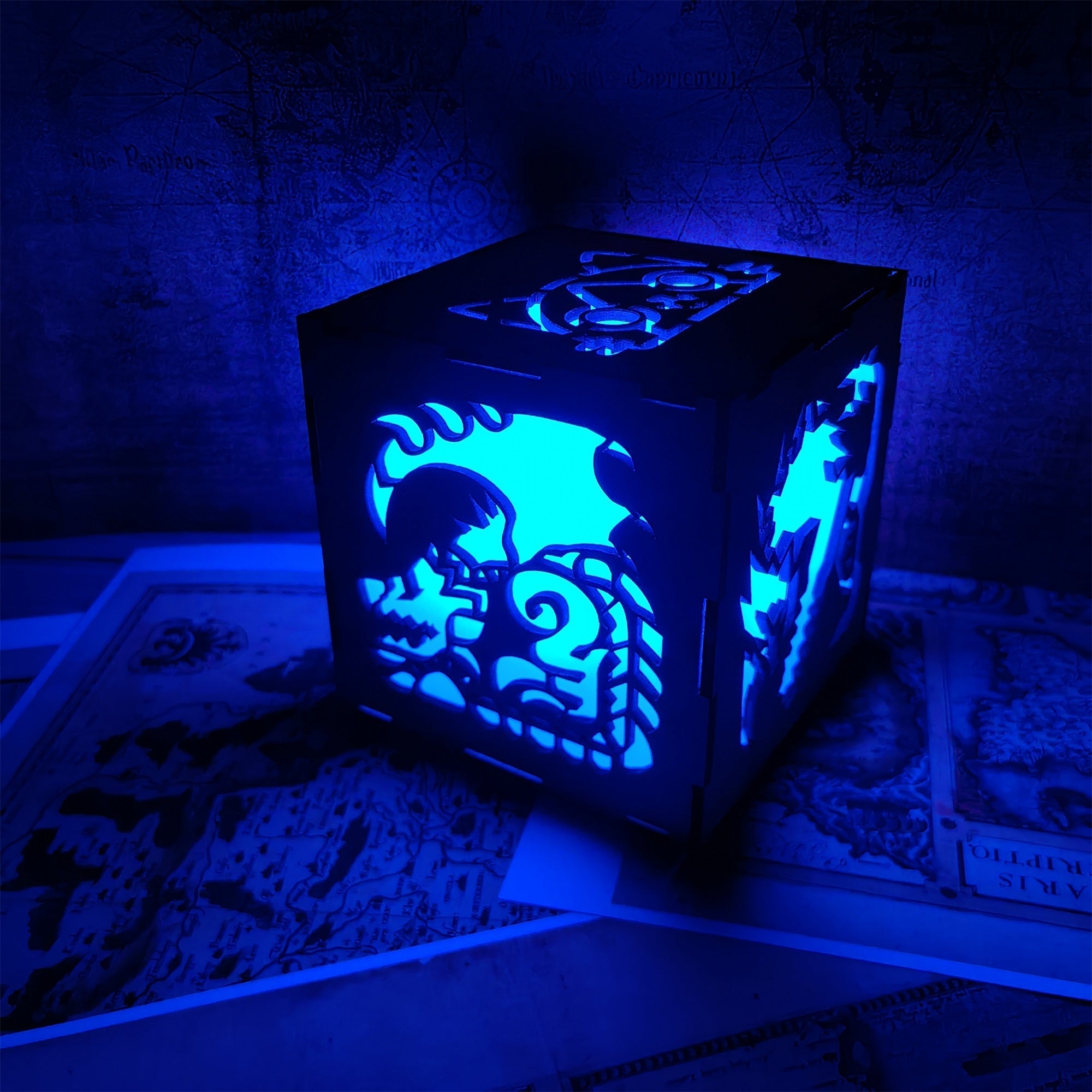 MH Dragon Cat Wood Cube Light Desk Decor - Tophatter Daily Deals