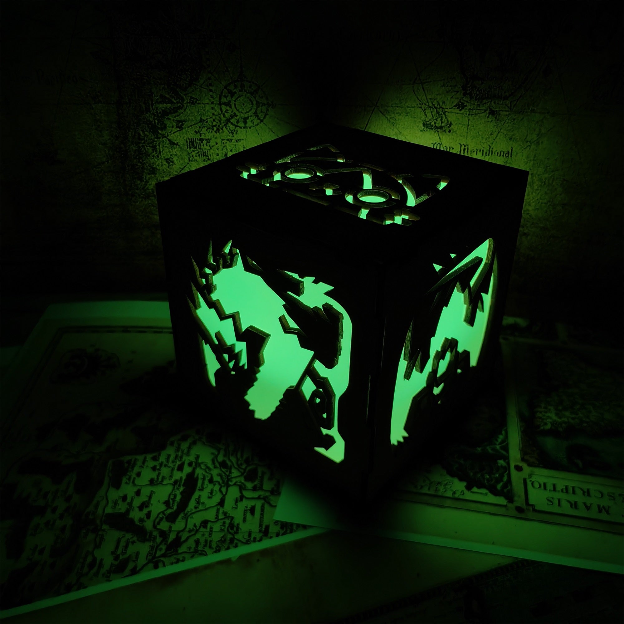 MH Dragon Cat Wood Cube Light Desk Decor - Tophatter Daily Deals