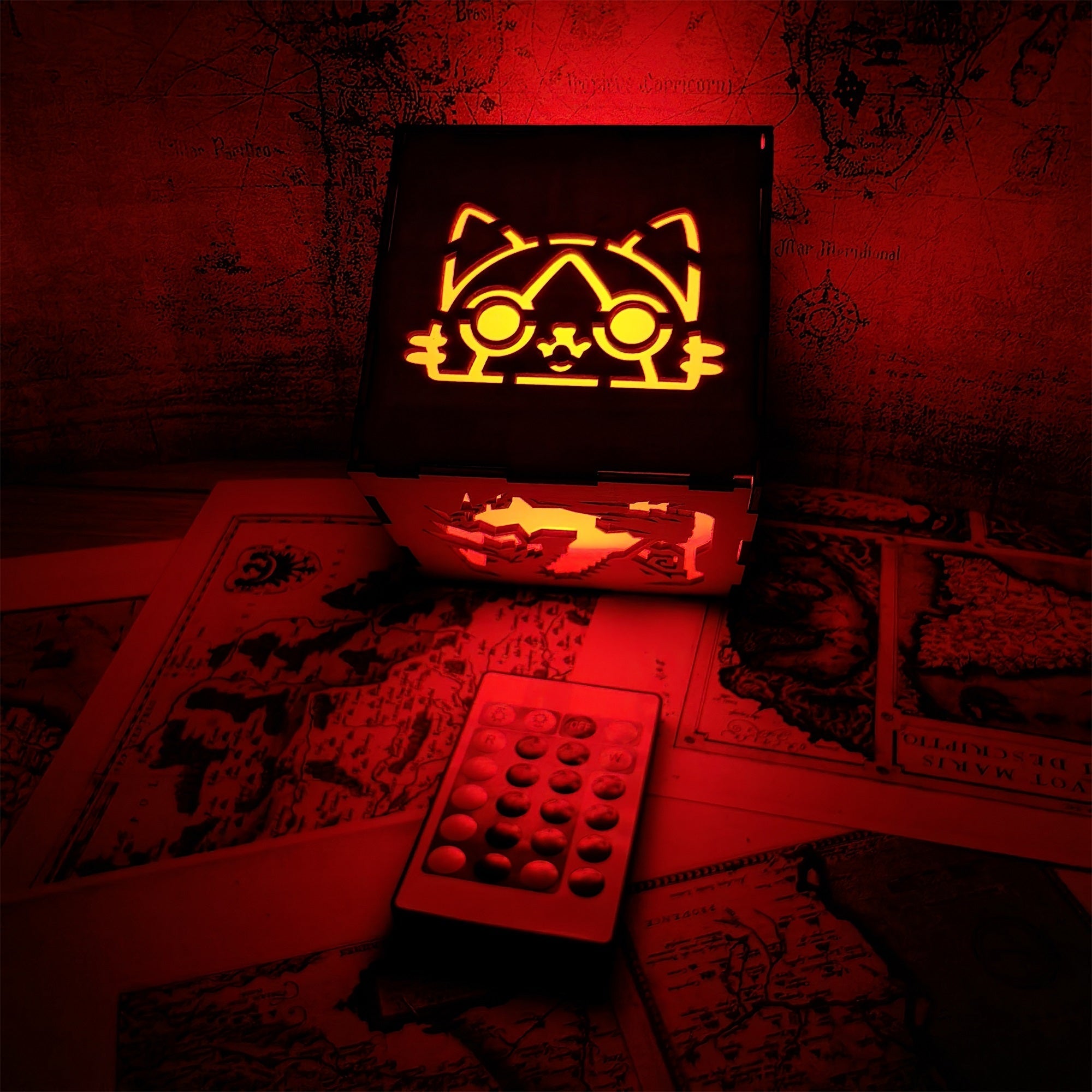 MH Dragon Cat Wood Cube Light Desk Decor - Tophatter Daily Deals